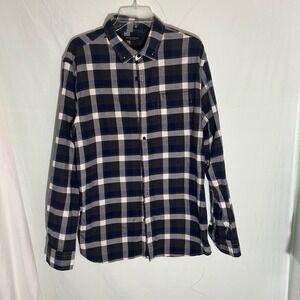 Banana Republic‎ Luxe Flannel Slim Fit Plaid Button Down Shirt Womens XL